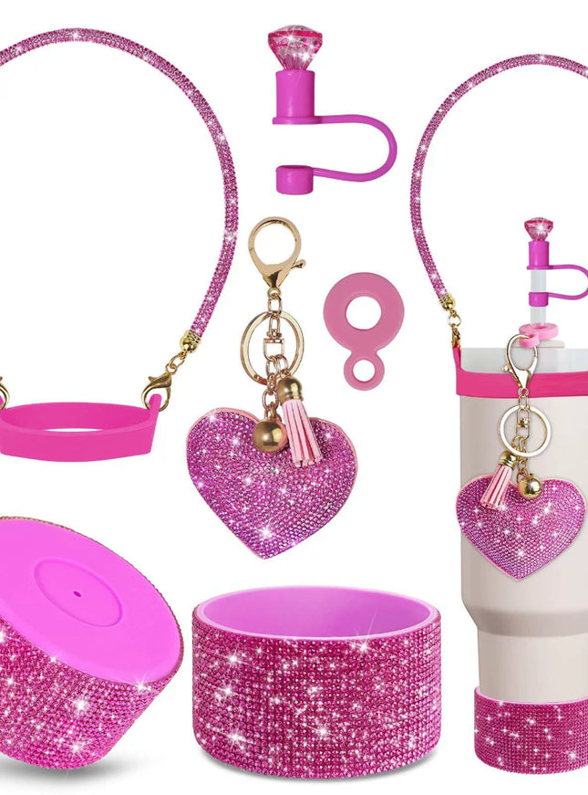 Sparkle Heart Tumbler Accessories Set