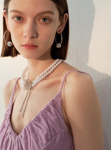 Crystal Papillon Pearl Choker