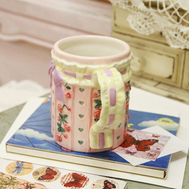 Vintage Rose Bow Ceramic Mug