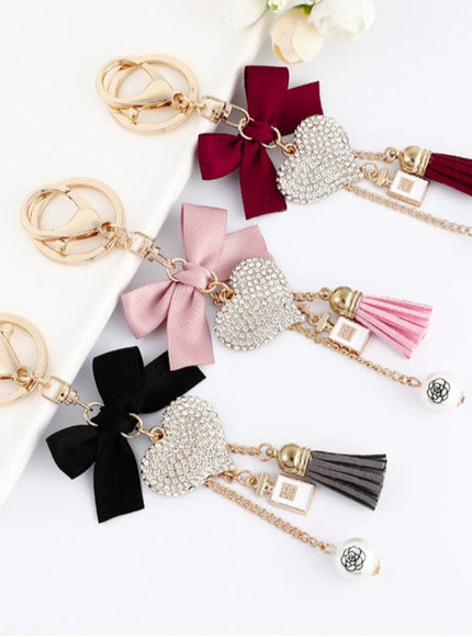 Glam Bow Heart Bag Charm