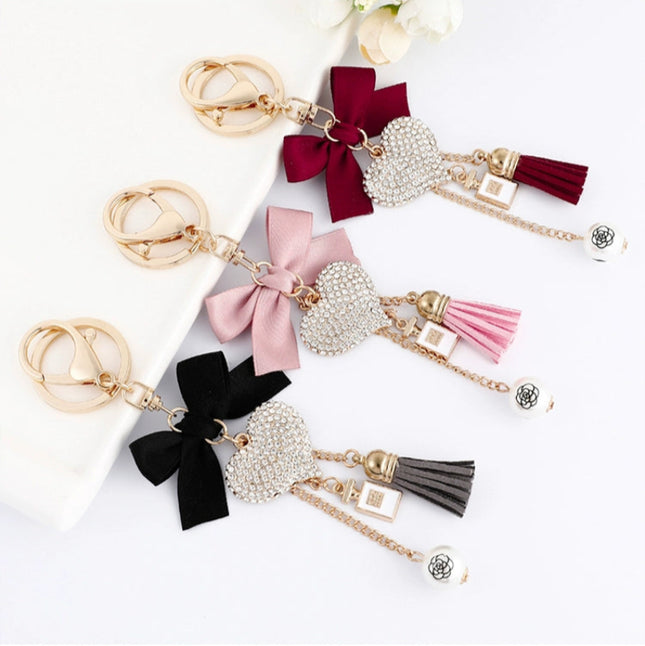 Glam Bow Heart Bag Charm