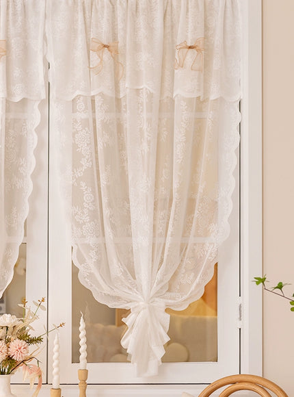Embroidered Floral Lace Sheer Curtain