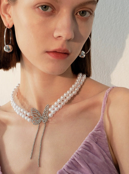 Crystal Papillon Pearl Choker