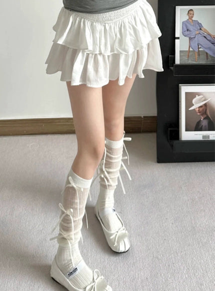 Ribbon Lace-up Ballet Tie Knee-high Socks