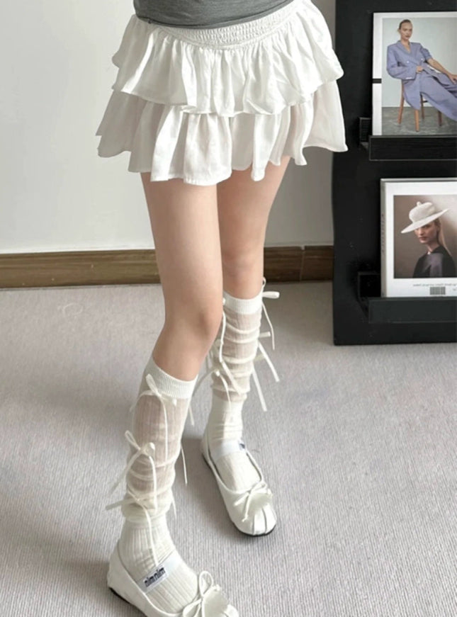Ribbon Lace-up Ballet Tie Knee-high Socks