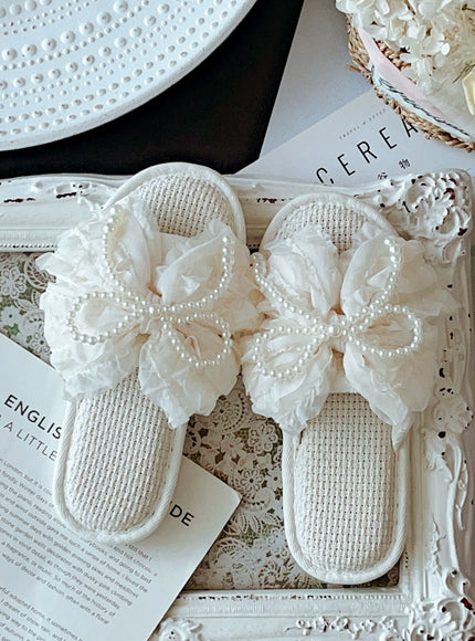 Ruffle Lace Home Slippers