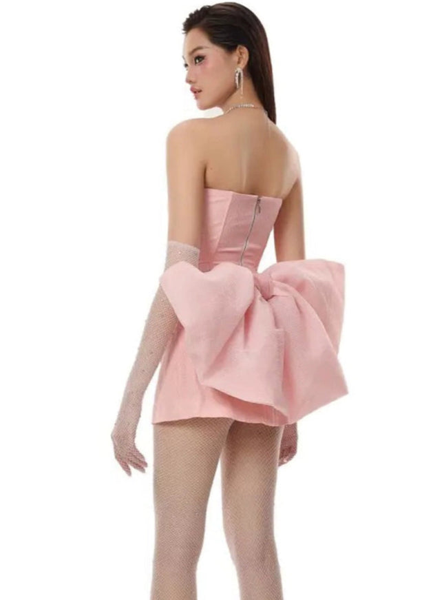 Glam Bow Corset Mini Dress
