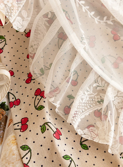 Ruffled Cherry Lace Sheer Curtain
