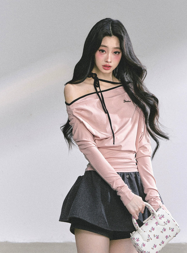 Blush Ribbon Off-Shoulder - Pink