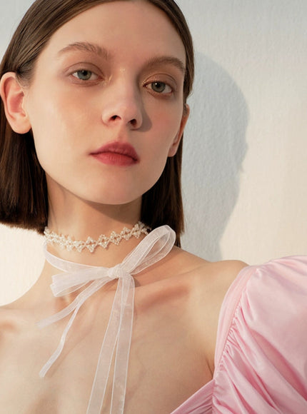 Lace Petal Ribbon Choker