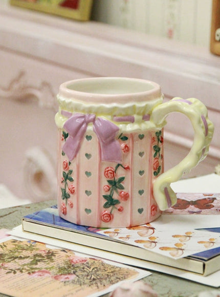 Vintage Rose Bow Ceramic Mug