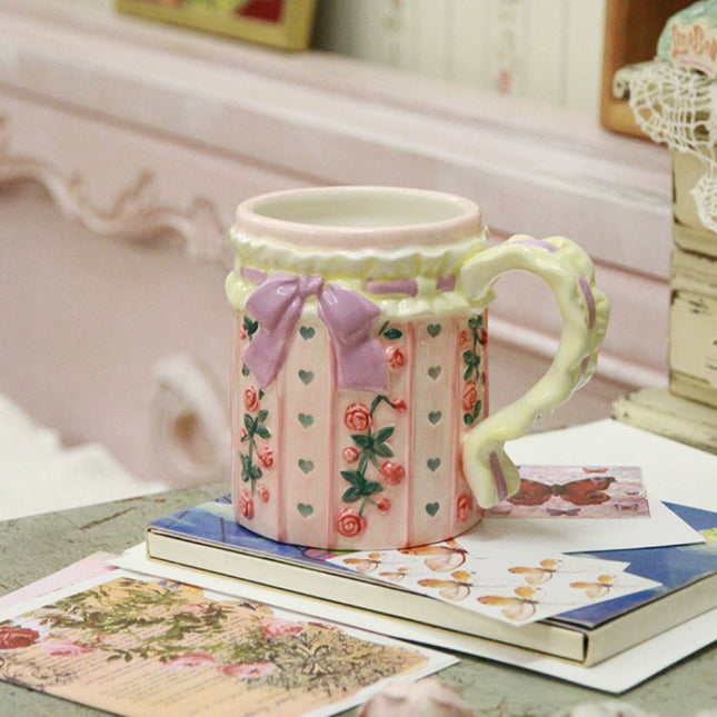 Vintage Rose Bow Ceramic Mug