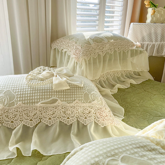 Blush Ruffle Lace Pillow Cover
