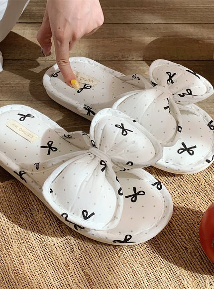 Lacy Bow Dot Home Slippers
