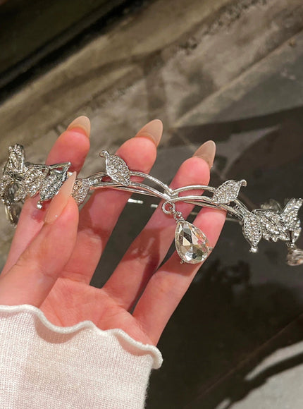 Silver Fairy Crown & Fluff Hair Clip Set
