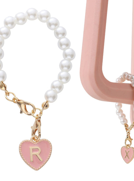 Heart Pearl Letter Tumbler Charm