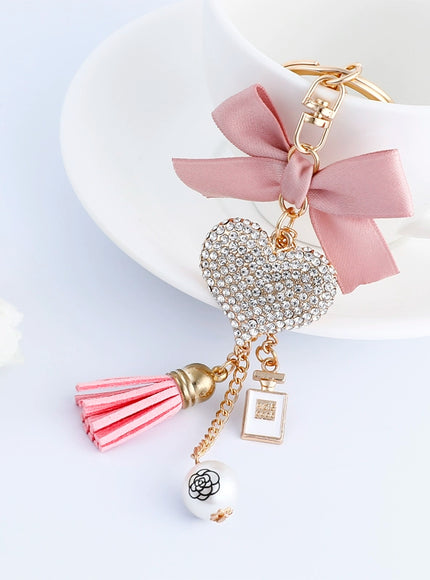 Glam Bow Heart Bag Charm