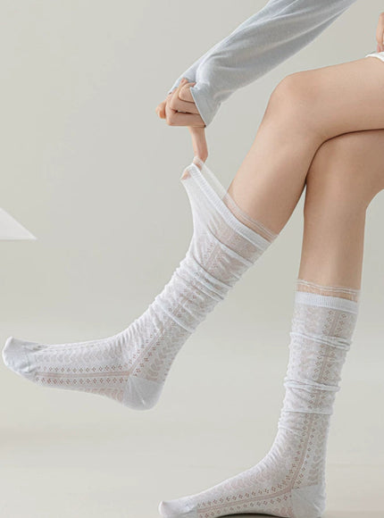 Lumi Soft See-through Ribbed Crew Socks