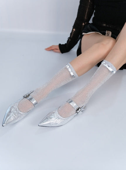 Lusterglow Sheer Crew Socks