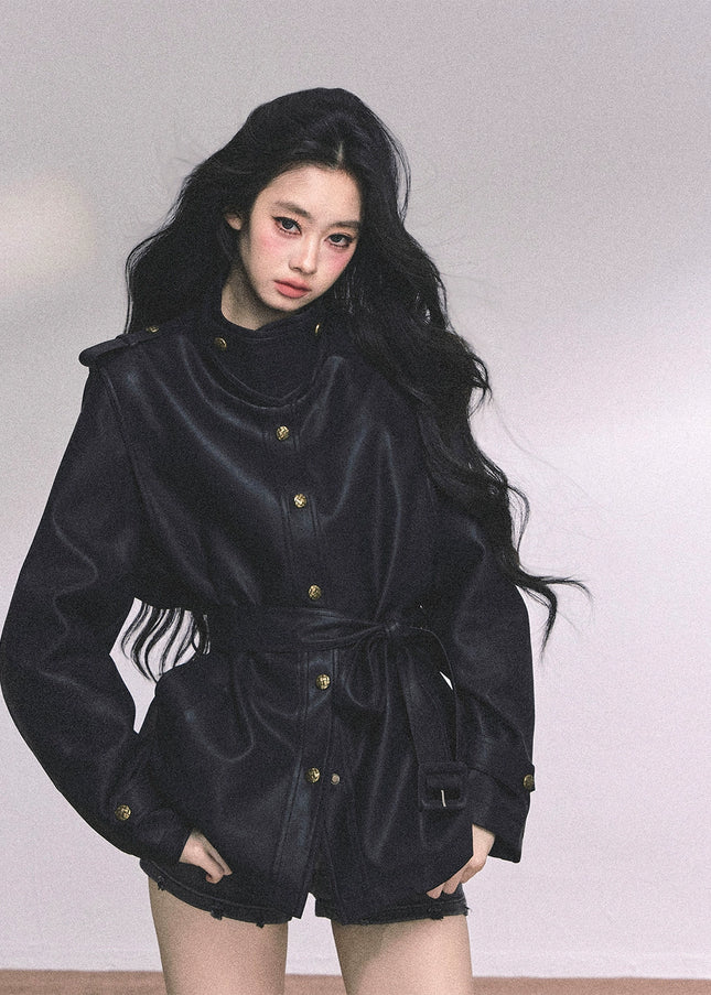 Command Charm Leather Jacket - Black