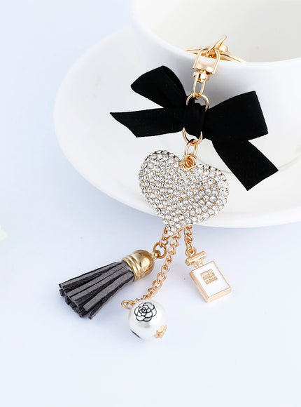 Glam Bow Heart Bag Charm