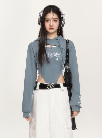 Layered Cut-Out Hoodie