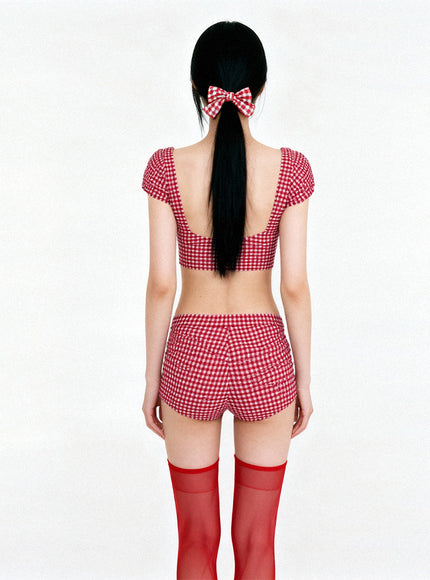 Angel Red Check Bikini Set