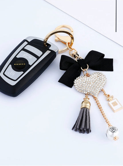 Glam Bow Heart Bag Charm