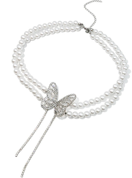 Crystal Papillon Pearl Choker