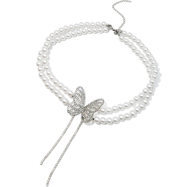 Crystal Papillon Pearl Choker