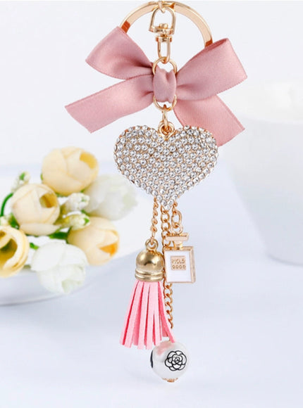 Glam Bow Heart Bag Charm
