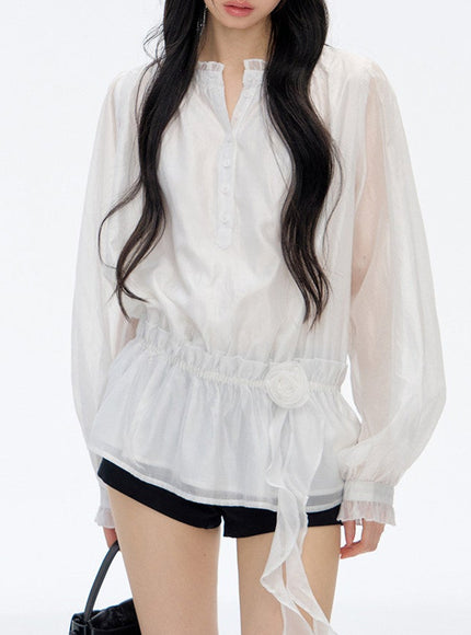 Lumi Sheer Velia Soft Blouse - White