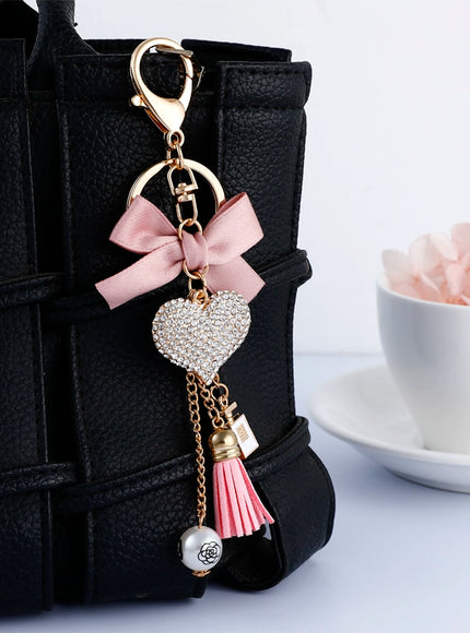 Glam Bow Heart Bag Charm
