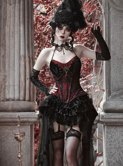 Bloodlace Burlesque Camisole & Fishbone Tunic & Skirt Set