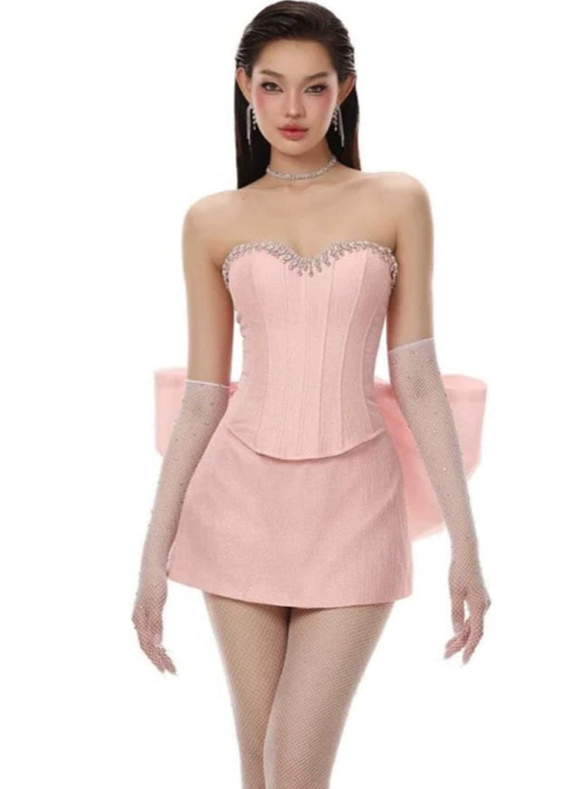 Glam Bow Corset Mini Dress