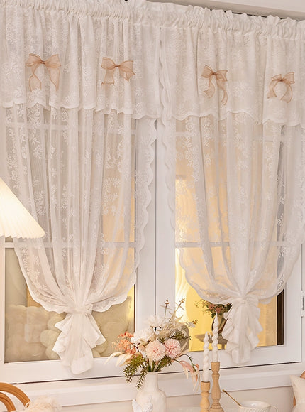 Embroidered Floral Lace Sheer Curtain