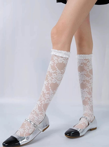 Fleur Sheer Lace Knee Socks