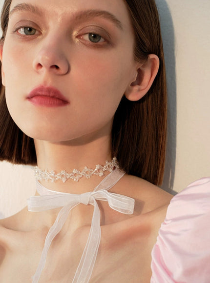 Lace Petal Ribbon Choker
