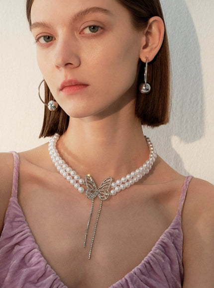 Crystal Papillon Pearl Choker