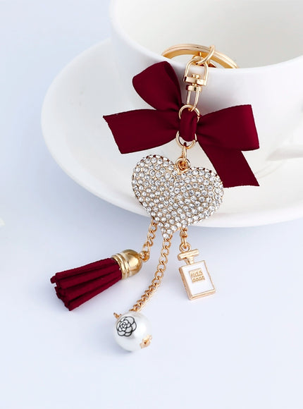Glam Bow Heart Bag Charm