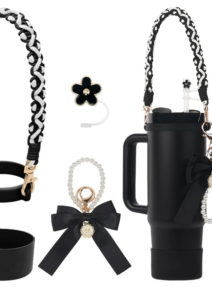 Pastel Bow Strap Tumbler Accessories Set