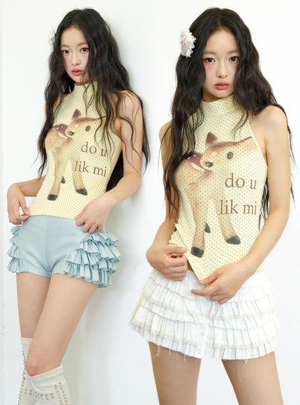 Fawn Print Halter Top