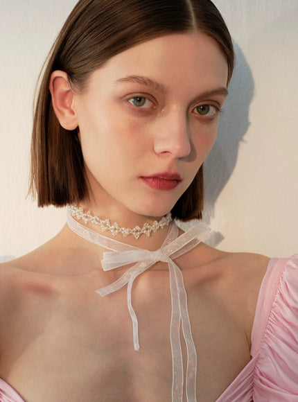 Lace Petal Ribbon Choker