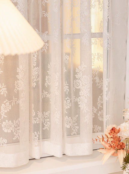 Embroidered Floral Lace Sheer Curtain