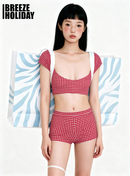 Angel Red Check Bikini Set