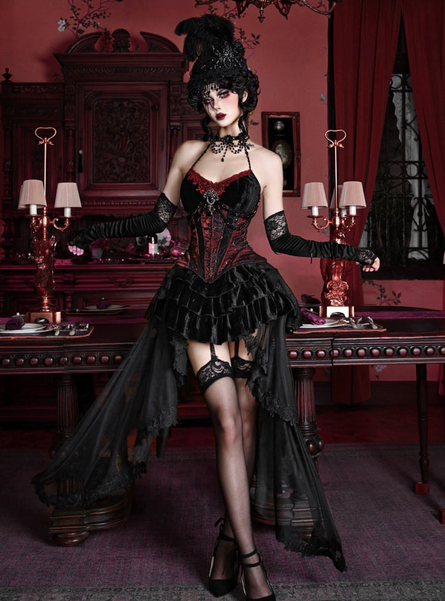 Bloodlace Burlesque Camisole & Fishbone Tunic & Skirt Set