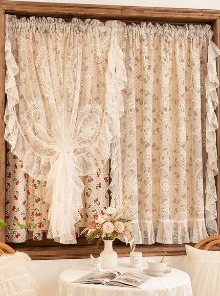 Ruffled Cherry Lace Sheer Curtain