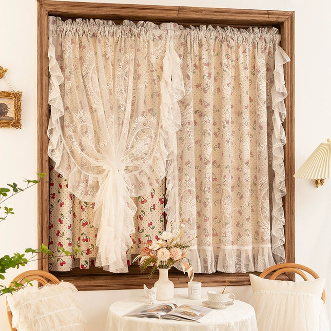 Ruffled Cherry Lace Sheer Curtain