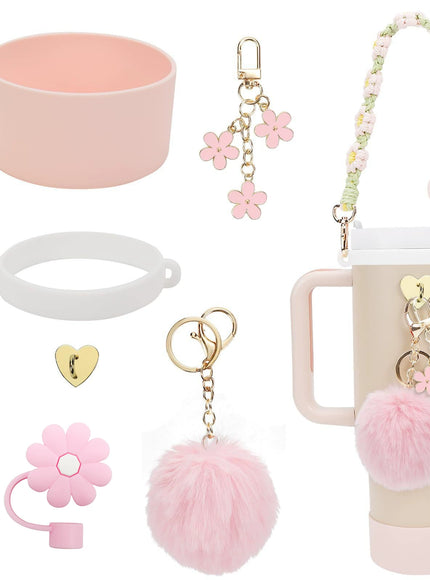 Fluffy Flower Tumbler Accessories Set