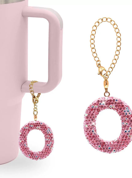 Pink Rhinestone Letter Tumbler Charm